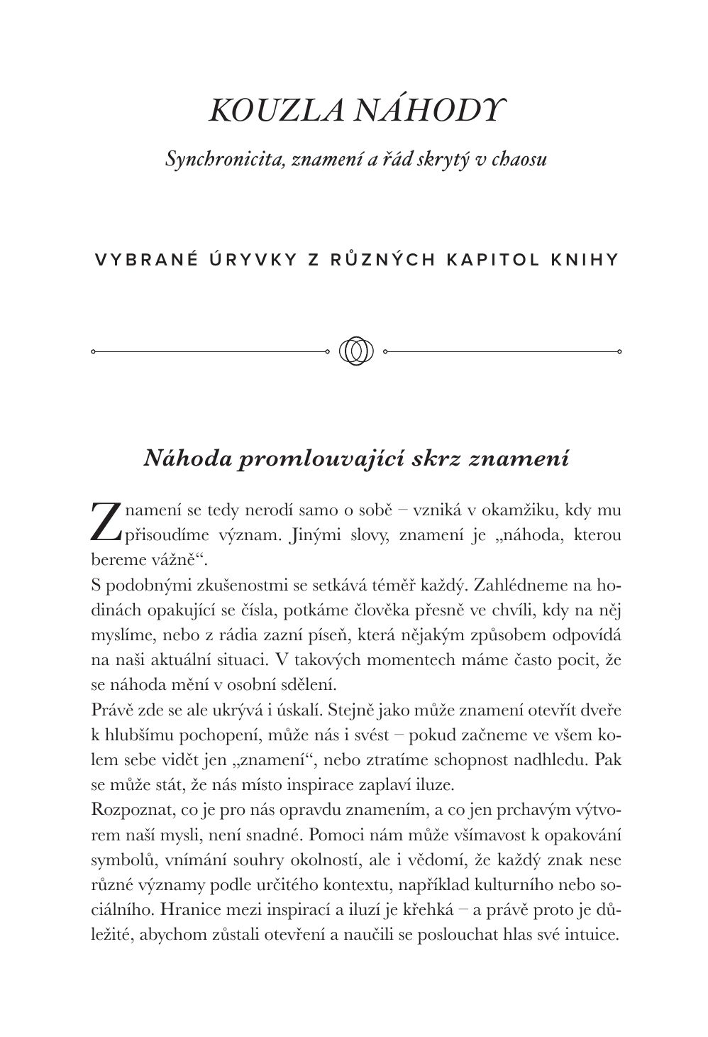 Ukázka knihy Kouzla náhody, strana 1 — Náhoda promlouvající skrz znamení